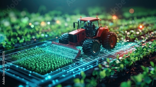 Smart farming concept, graphic of futuristic agricultural technology for sustainable farming solutions.
