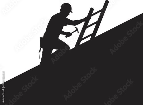 man climbing ladder