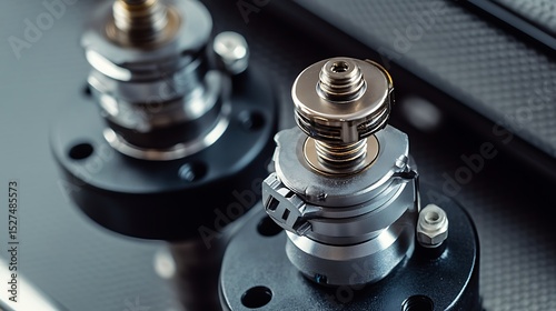 Wallpaper Mural Pneumatic valve system in close-up isolated on gray gradient surface background Torontodigital.ca