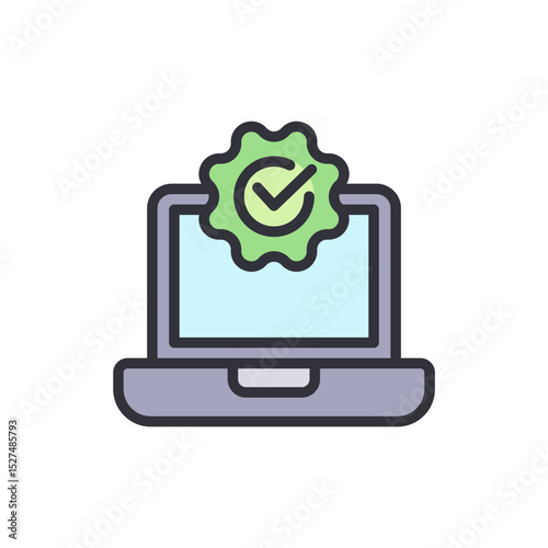 Validated System On A Laptop With Checkmark For Software Authorization