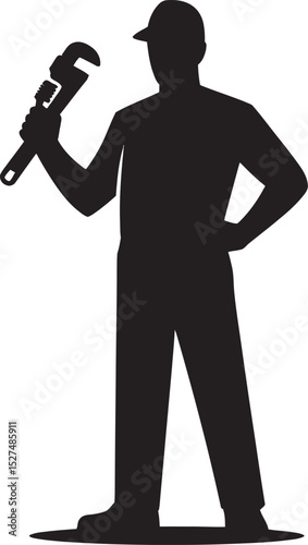 Silhouette of a woman vacuuming at home during housework choresSilhouette of a businessman holding a gun in full length profile