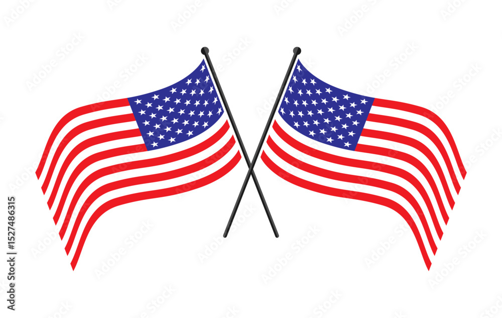 Fototapeta premium American flag on white background