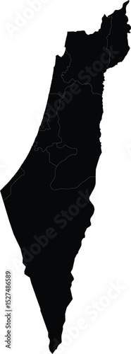black silhouette map of israel with national borders isolated on white background for graphic or print design use

