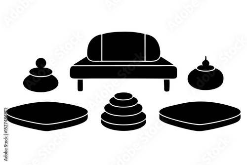 Modern minimalist living room furniture set icons