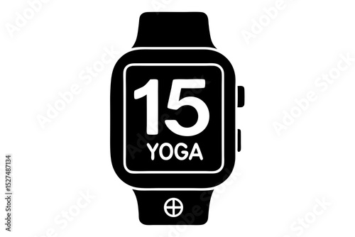 Smartwatch displaying fifteen minutes of yoga
