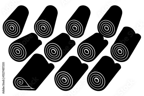 Black and white rolled fabric or logs illustration