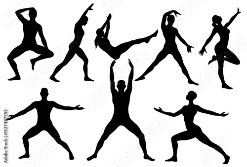 Collection of diverse silhouettes of people in various poses