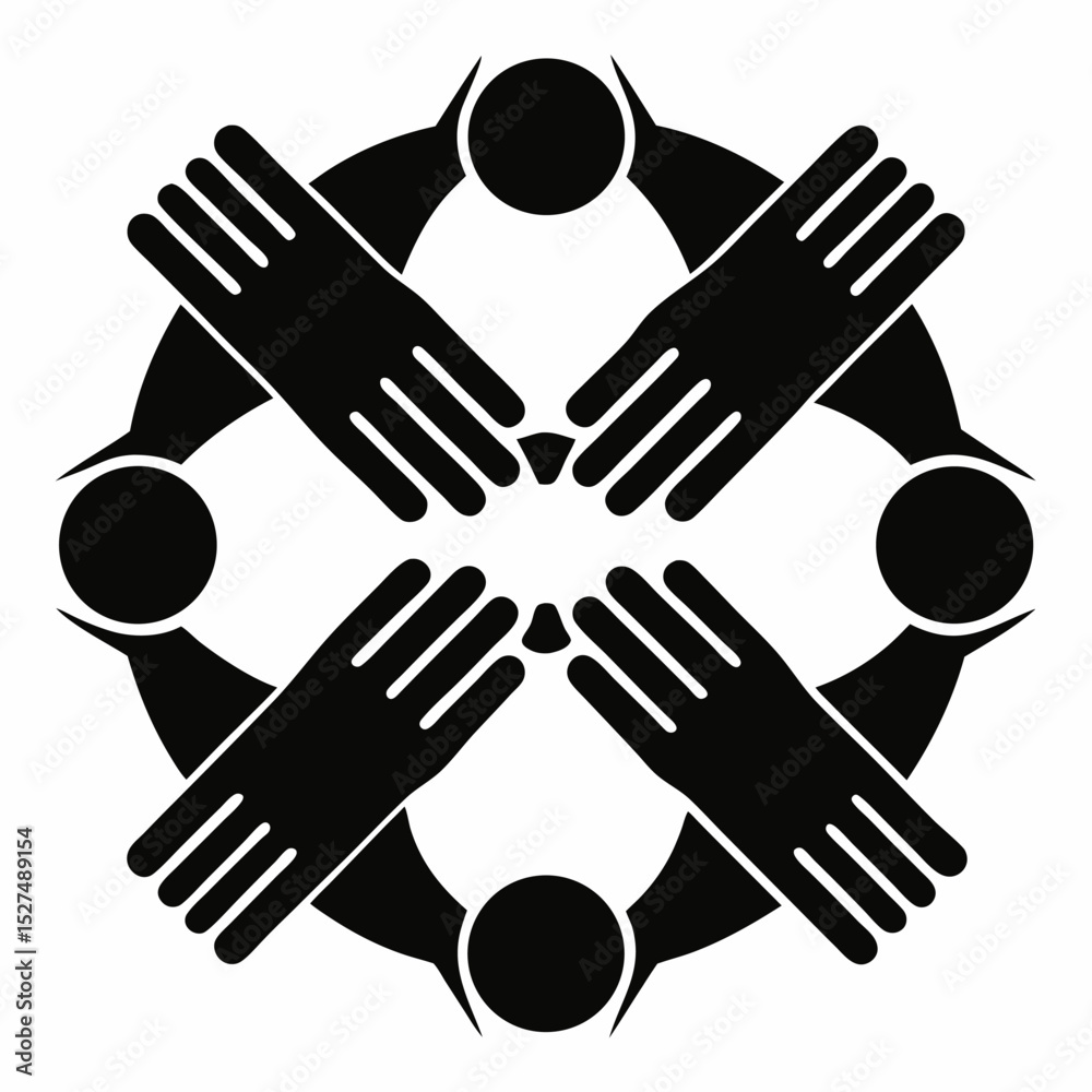 Obraz premium Human resources four hand holding together vector icon