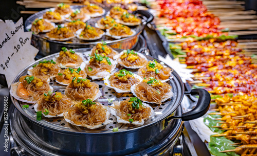 Photography Street food sold at Jalan Alor market, Kuala Lumpur, Malaysia
