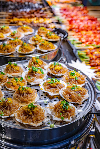Canvas Print Street food sold at Jalan Alor market, Kuala Lumpur, Malaysia