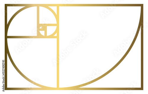 Golden Ratio with Gold Gradient , Phi, Fibonacci Sequence Illustration, Mathematical, Architectural Pattern, Sacred Geometry Clipart