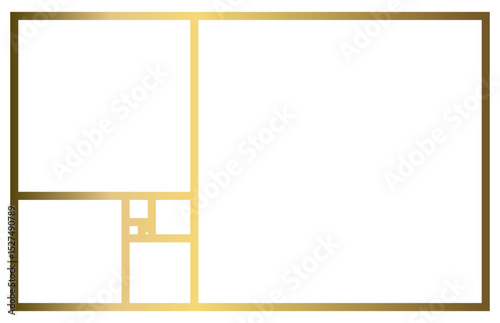 Golden Ratio with Gold Gradient , Phi, Fibonacci Sequence Illustration, Mathematical, Architectural Pattern, Sacred Geometry Clipart