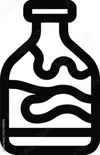 Abstract Milk Bottle with Splashes Icon for Dairy and Beverage