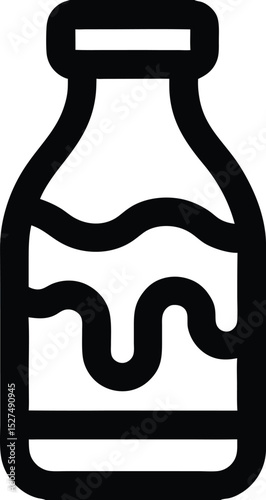 Milk Bottle with Splash Icon for Dairy Products