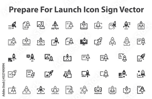 Prepare for Launch icon. launch project icon sign vector. Launch checklist Line Icon. An open book or booklet icon with a scale symbol overlay. Represents legal information, law guides