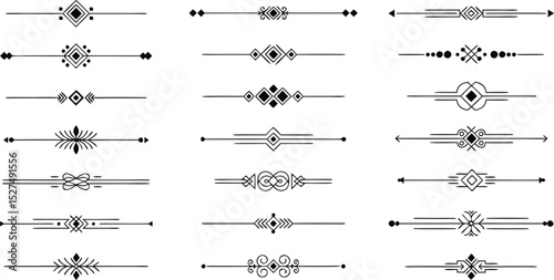 Elegant hand drawn decorative lines and dividers collection with geometric and floral design elements