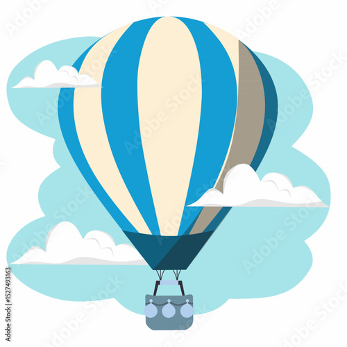Isolated hot air baloon design. Flat vector illustration.