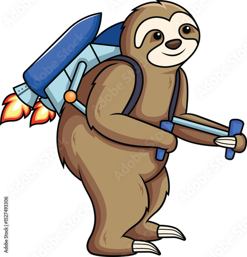 Sloth Wearing Jetpack Vector Image