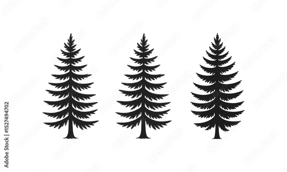 Obraz premium Set of Pine Trees Silhouette Vector Illustration