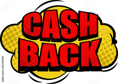 Pop Art Comic Cash Back Cloud Isolated Sign Icon