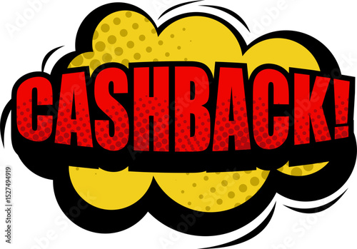 Pop Art Comic Cash Back Cloud Isolated Sign Icon