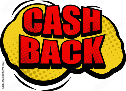 Pop Art Comic Cash Back Cloud Isolated Sign Icon