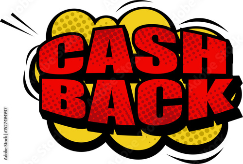 Pop Art Comic Cash Back Cloud Isolated Sign Icon
