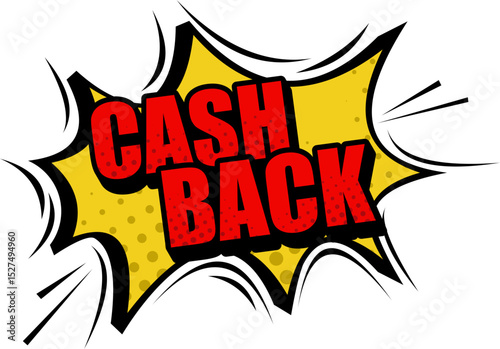 Pop Art Comic Cash Back Cloud Isolated Sign Icon