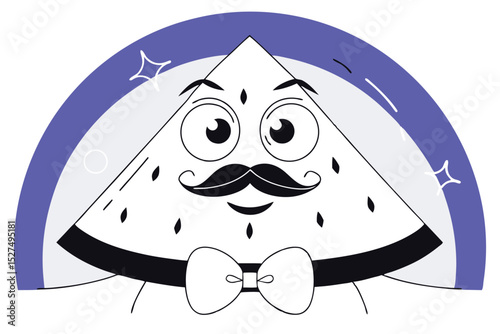 A whimsical cartoon illustration featuring a personified character design rendered in a playful style with vibrant cmyk colors and utilizing helvetica and courier fonts