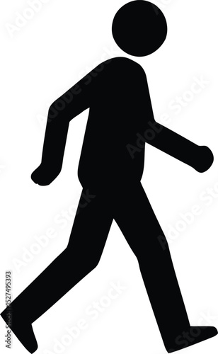 Minimalist Walking Person Silhouette Vector Icon – Pedestrian, Wayfinding & Navigation Symbol