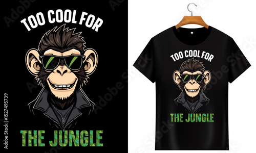 Funny Cool Monkey Wearing Sunglasses Jungle Vector T-Shirt Artwork