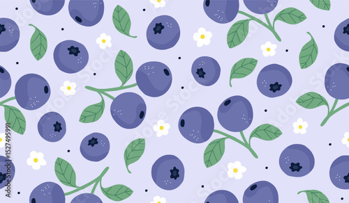 Cute blueberry fruits pattern background vector design
