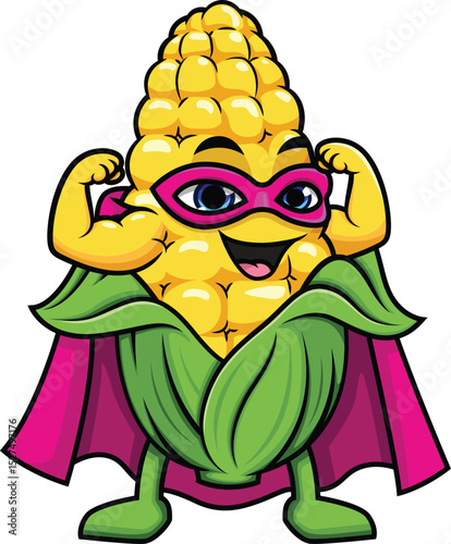 Corn Superhero Character Vector Image