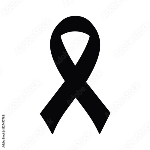Breast cancer awareness ribbon silhouette on white background, support