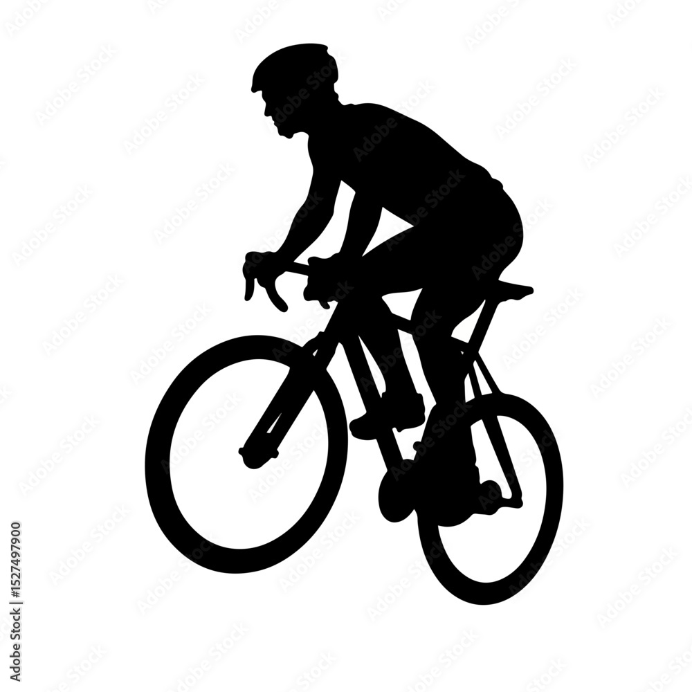 Obraz premium Silhouette of cyclist riding bicycle in motion, freedom and adventure
