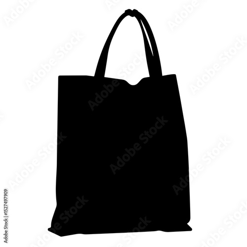 Silhouette of a reusable bag on white background, eco-consciousness