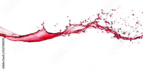 Dynamic red wine splash against a stark black backdrop, showcasing fluid motion