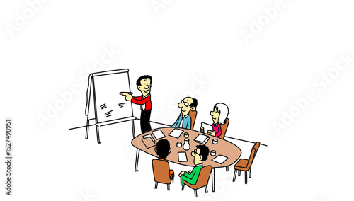Team brainstorming session presentation illustration