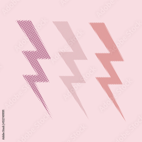 Halftone thunderbolt set in three different styles
