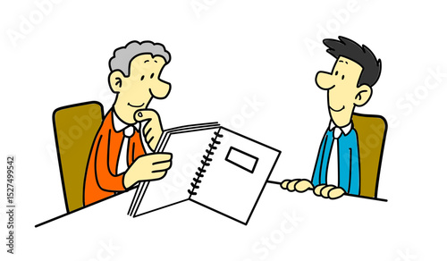 Two men in chairs having a conversation