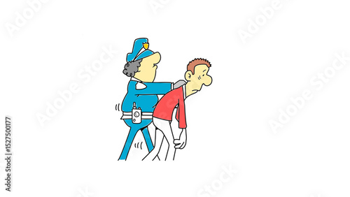 Cartoon police officer arresting a suspect