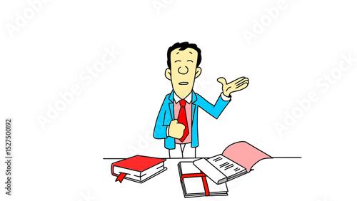 Cartoon businessman giving a presentation