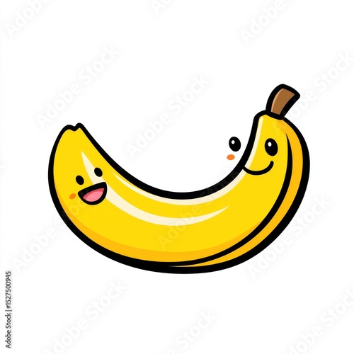 Cartoon banana with happy expression