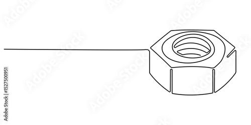 nut continuous one line drawing, bolt nut continuous line vector illustration, Nut one line drawing vector. Nut continuous line drawing vector. Nut a single line drawing. Background contour line Nut.