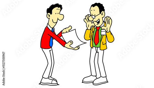 Two businessmen discussing a deal or idea