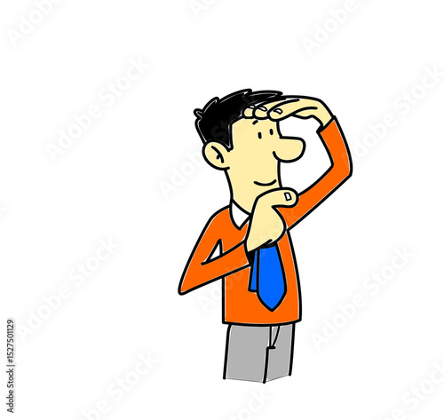 Cartoon man looking into the distance