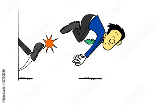 Cartoon man tripping and falling down