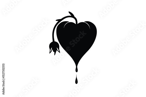 Bleeding heart flower decorative botanical drawing soft lines vector art illustration