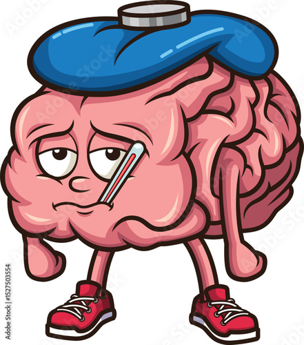 Sick Brain Character Vector Image