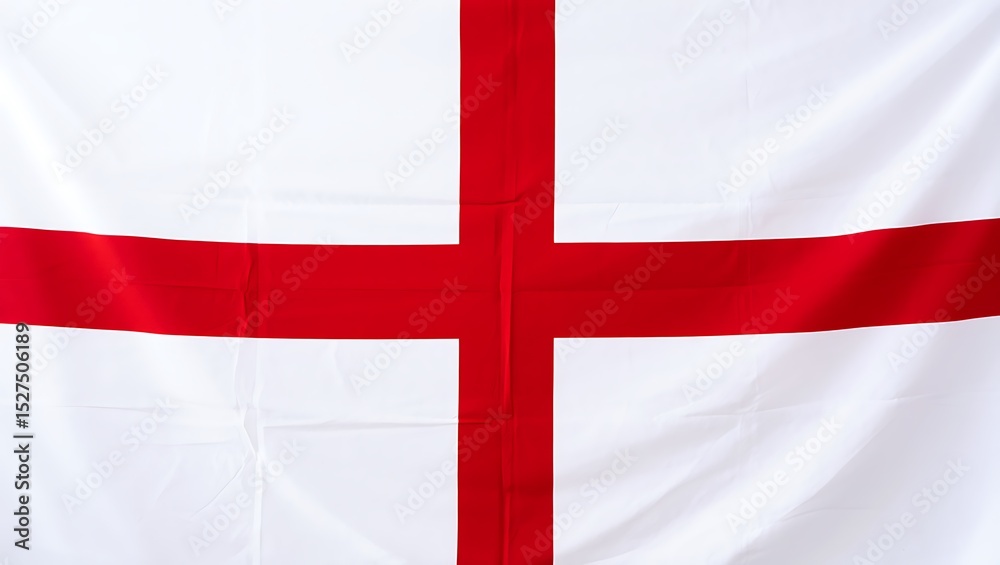 Fototapeta premium England Flag, British Symbol, National Identity, Red Cross, White Background